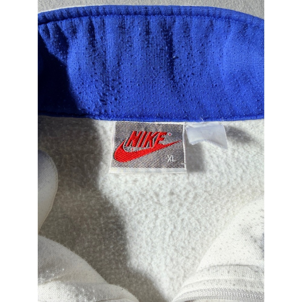 1988 Nike Track Jacket Mens XL White Blue Teal Colorblock Full Zip Fleece - Picture 2 of 6